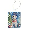 Sealyham Terrier Christmas Reindeer Porcelain Ornament Christmas Tree Hanging Decorations for Home Christmas Holiday, Rectangle, Gift, Multicolor