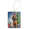Bloodhound Christmas Reindeer Porcelain Ornament Christmas Tree Hanging Decorations for Home Christmas Holiday, Rectangle, Gift, Multicolor