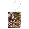 Norwegian Elkhound and Santa Claus Porcelain Ornament Christmas Tree Hanging Decorations for Home Christmas Holiday, Rectangle, Gift, Multicolor