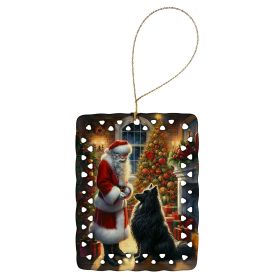 Belgian Sheepdog and Santa Claus Porcelain Ornament Christmas Tree Hanging Decorations for Home Christmas Holiday, Rectangle, Gift, Multicolor