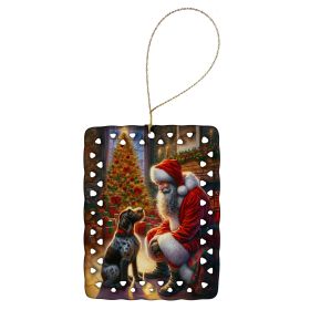 German Wirehaired Pointer and Santa Claus Porcelain Ornament Christmas Tree Hanging Decorations for Home Christmas Holiday, Rectangle, Gift