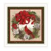 Trendy Decor 4U Cardinal Wreath White Framed Wall Art for Living Room, Bedroom Wall Art Print for Home Decor by Linda Spivey
