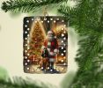 Bloodhound and Santa Claus Porcelain Ornament Christmas Tree Hanging Decorations for Home Christmas Holiday, Rectangle, Gift, Multicolor
