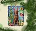 Chesapeake Bay Retriever Christmas Reindeer Porcelain Ornament Christmas Tree Hanging Decorations for Home Christmas Holiday, Rectangle, Gift