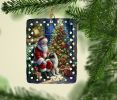 Keeshond and Santa Claus Porcelain Ornament Christmas Tree Hanging Decorations for Home Christmas Holiday, Rectangle, Gift, Multicolor