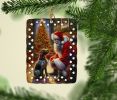 German Wirehaired Pointer and Santa Claus Porcelain Ornament Christmas Tree Hanging Decorations for Home Christmas Holiday, Rectangle, Gift