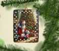 French Bulldog and Santa Claus Porcelain Ornament Christmas Tree Hanging Decorations for Home Christmas Holiday, Rectangle, Gift, Multicolor
