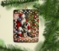 Norwegian Elkhound and Santa Claus Porcelain Ornament Christmas Tree Hanging Decorations for Home Christmas Holiday, Rectangle, Gift, Multicolor