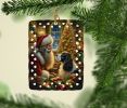 English Springer Spaniel and Santa Claus Porcelain Ornament Christmas Tree Hanging Decorations for Home Christmas Holiday, Rectangle, Gift, Multicolor
