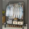 Sturdy metal twin rod drying racks, portable drying racks with shelves and hooks, heavy-duty drying racks for hanging clothes