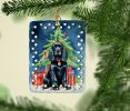 Black Cocker Spaniel Christmas Reindeer Porcelain Ornament Christmas Tree Hanging Decorations for Home Christmas Holiday, Rectangle, Gift, Multicolor