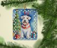 Sealyham Terrier Christmas Reindeer Porcelain Ornament Christmas Tree Hanging Decorations for Home Christmas Holiday, Rectangle, Gift, Multicolor