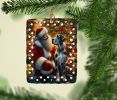 Great Dane and Santa Claus Porcelain Ornament Christmas Tree Hanging Decorations for Home Christmas Holiday, Rectangle, Gift, Multicolor