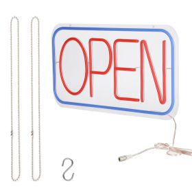 LED Open Sign 16.5x9.1in Business Neon Open Sign Advertisement Board with 11 Levels Adjustable Brightness (Option: Red_Blue)