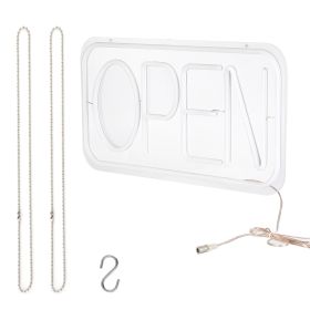 LED Open Sign 16.5x9.1in Business Neon Open Sign Advertisement Board with 11 Levels Adjustable Brightness (Option: White_Warm)