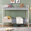 Bunk Bed Twin Over Twin Size with 2 Ladders and Full-Length Guardrail, Metal, Storage Space, No Box Spring Needed, Noise Free, Black