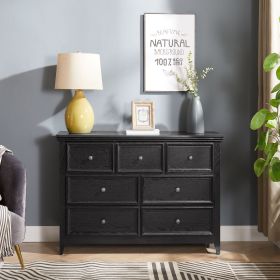Modern 7 Drawers Dresser 7 Drawers Cabinet,Chest of Drawers Closet Organizers and Storage Clothes Storage Drawers Cabinet for Living Room (material: MDF, Color: Black)