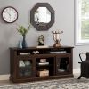 Modern TV Stand for up to 65 Inch TVs, Entertainment Center Farmhouse TV Cabinet Media Console Table with Glass Doors for Living Room
