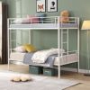 Bunk Bed Twin Over Twin Size with 2 Ladders and Full-Length Guardrail, Metal, Storage Space, No Box Spring Needed, Noise Free, Black