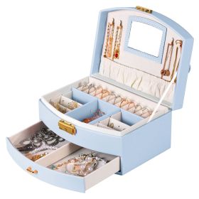 2-Layer Jewelry Box for Women Girls Lockable Leather Jewelry Organizer Jewelry Travel Case for Rings Earrings Necklaces Bracelets (Option: Purple)
